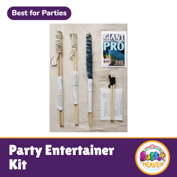 Party entertainer kit for making bubbles for kids at parties