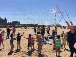 bubble making beach entertainment