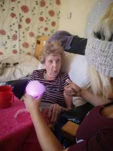 Nursing home activity. jean care home sensory bubble entertainer Worcester