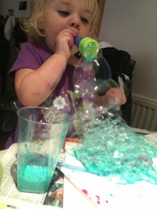 Painting with bubbles, bubble painting with foam