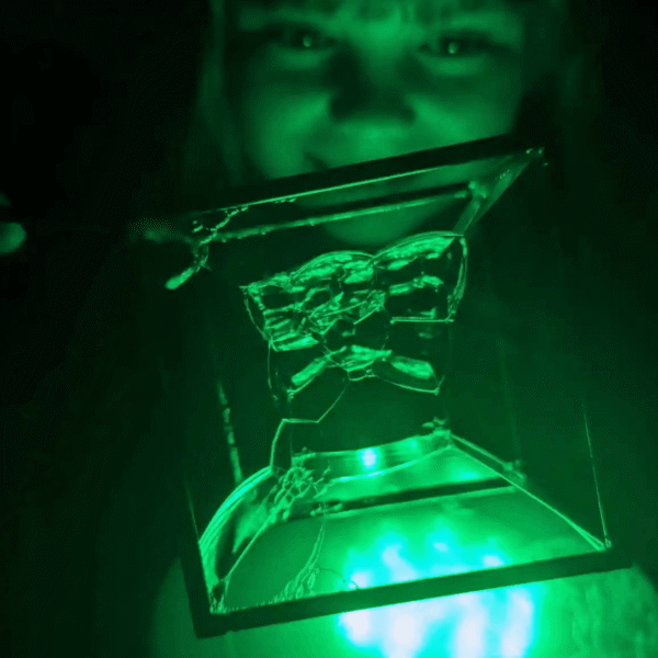 bubble science bubble activity with lights to see the soap film glowing