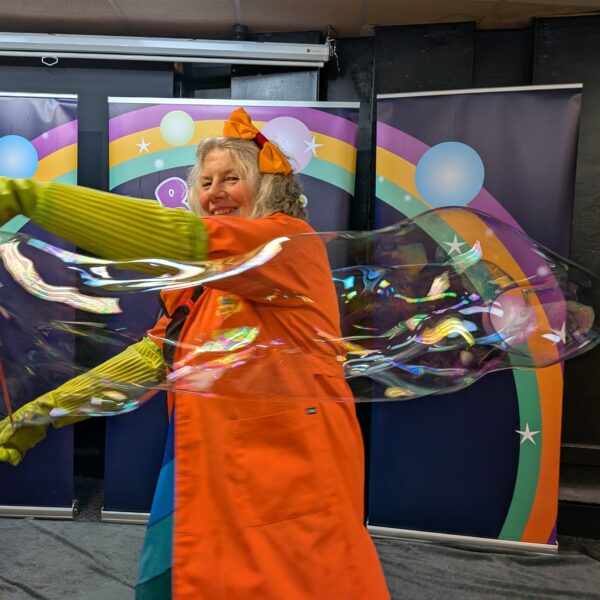 Blowing a big bubble with string