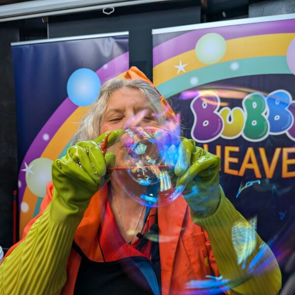 Blowing a big bubble with string