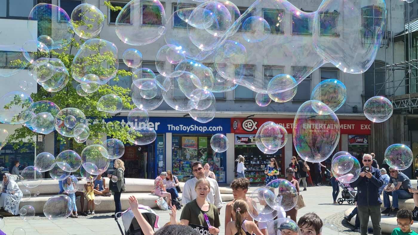 Lots of giant bubbles Gloucester kings square