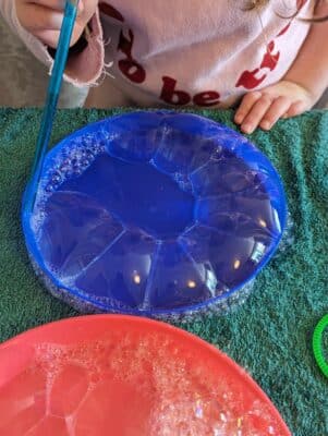 bubble caterpillar plate table top workshop, STEM science week activity. School workshop.