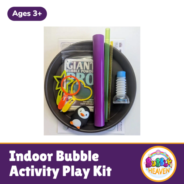 Indoor bubble play kit, non messy bubble activities for kids.