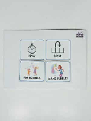 Now and next visual schedule bubble play