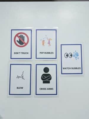 Bubble play que cards visual aids