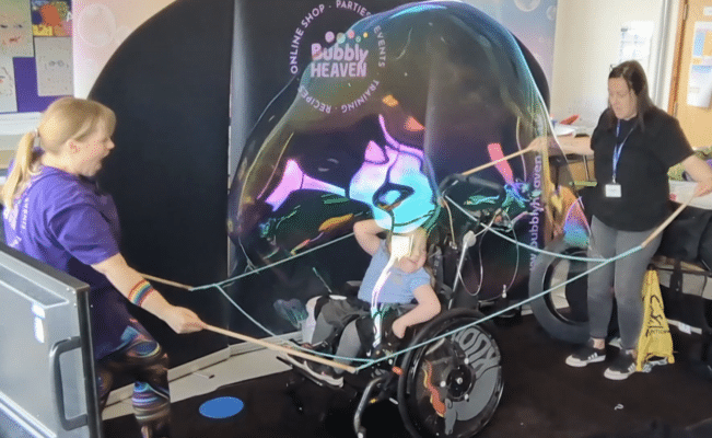 Go inside a bubble wheelchair
