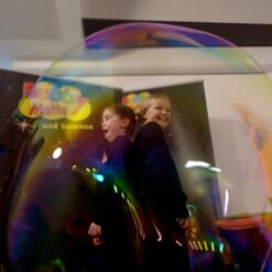 Bubble science show kids inside a bubble Bristol. Science birthday party.