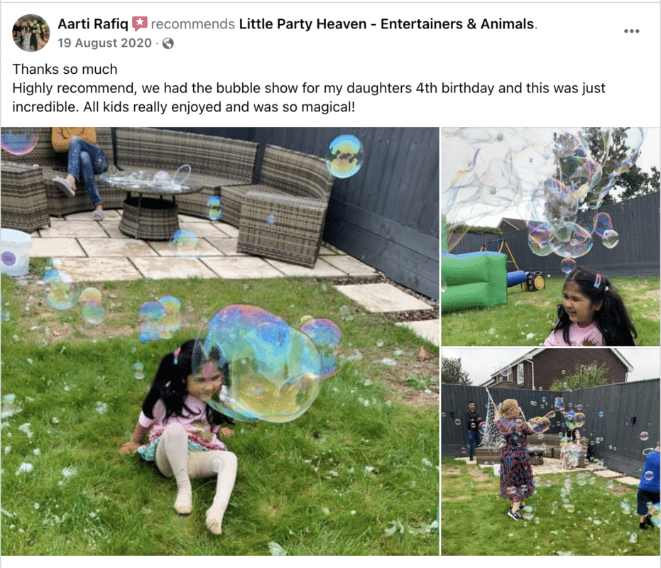 special needs birthday party with bubbles