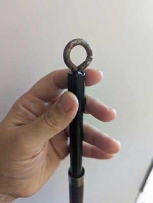 DIY bubble wand. End of large fishing pole bubble wands