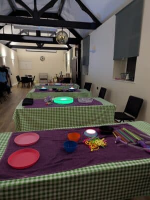 sensory bubble workshop set up