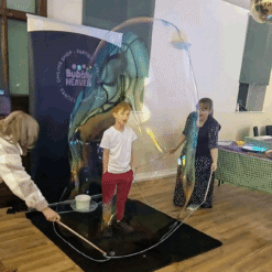 giant bubble liquid for massive professional bubbles shows stand inside huge domes