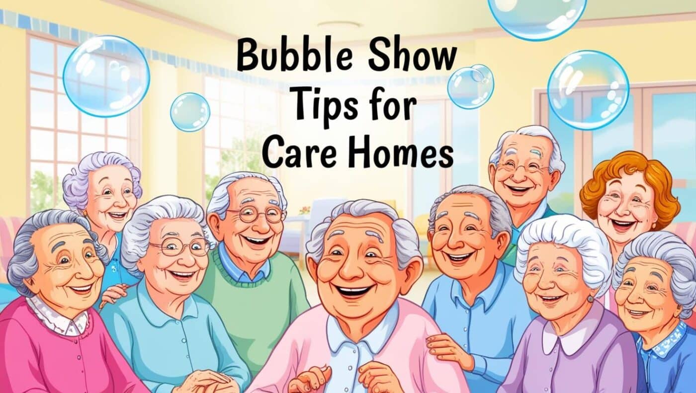 Meme _Bubble Show Tips for Care Homes_ soap bubbles elderly