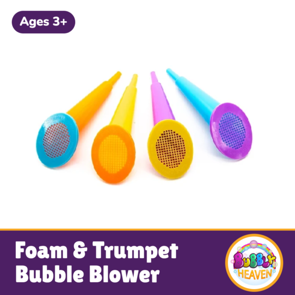 Foam bubble blower trumpet