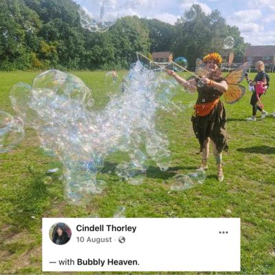 Cindell Thorley bubble net wand summer event children's entertainer