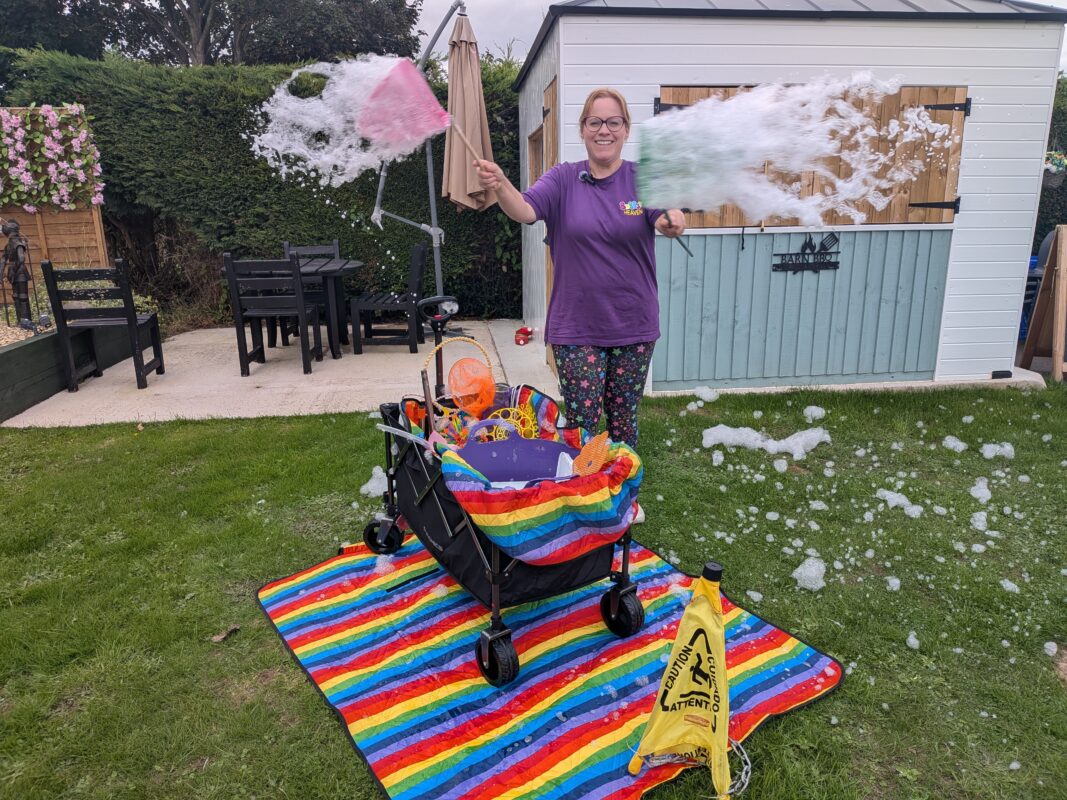 Making bubbles outdoors for kids parties course learn how