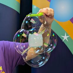 Bubble shaped like a cube using a wand and smoke tube